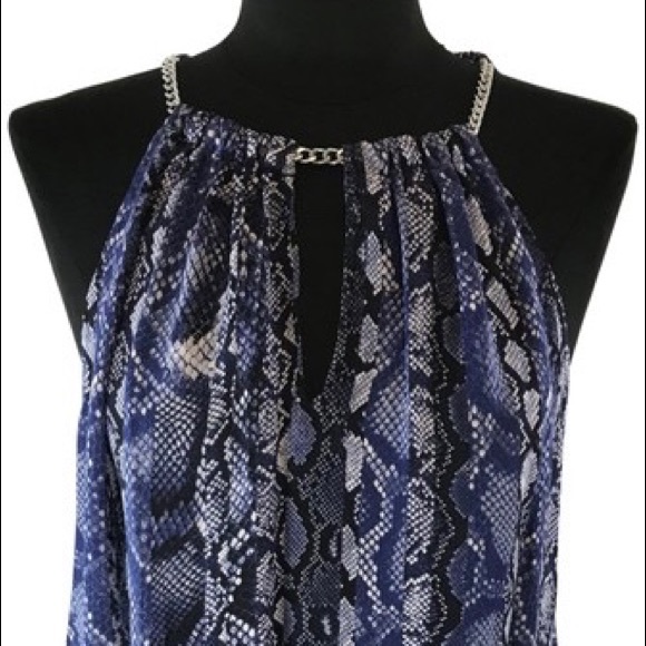 💕Michael Kors Blue Snake Print Chain Neck